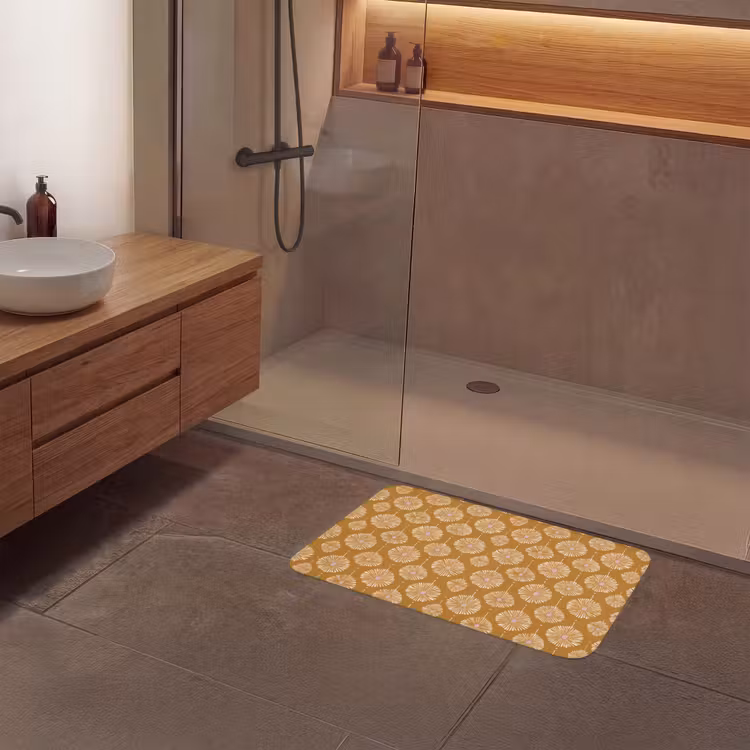 Bloemen - Modern - Oker Badmat middel 997 -sfeer2