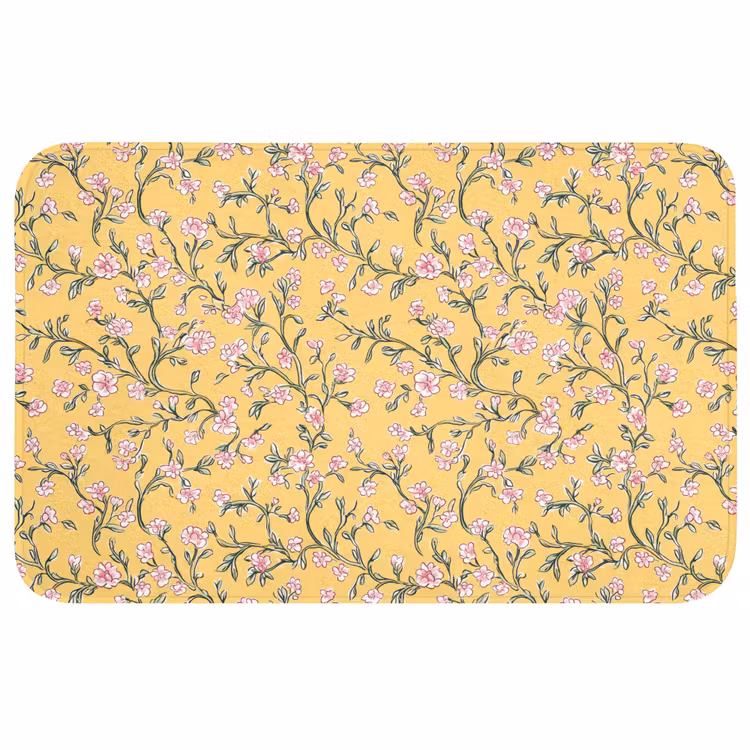 Bloemen - Motief - Geel Badmat middel 997 -3d