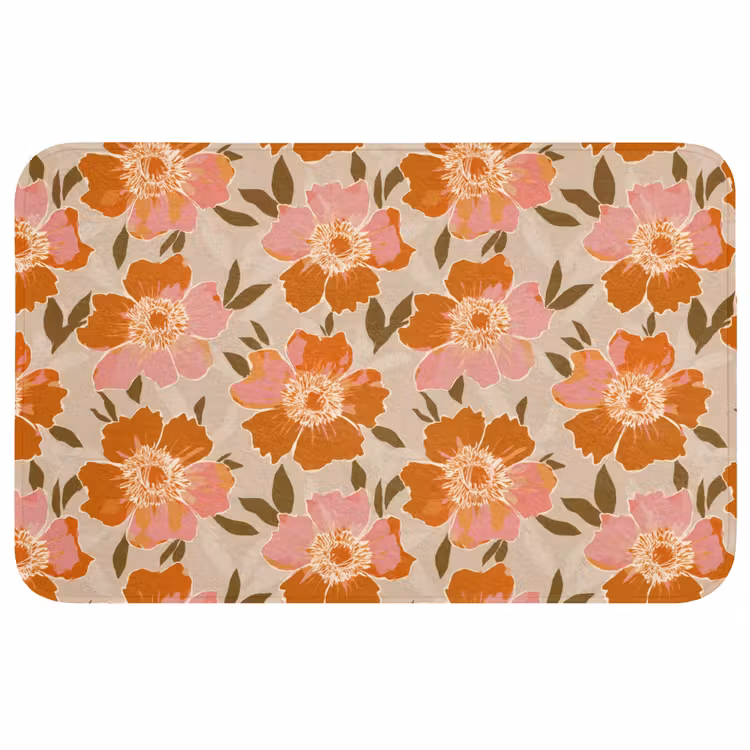 Bloemen - Motief - Retro Badmat middel 997 -3d