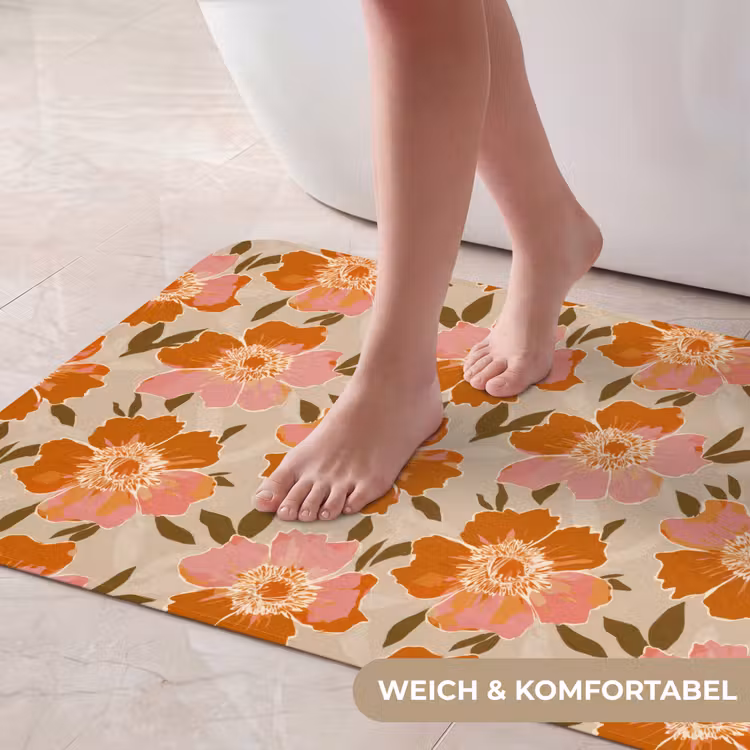 Bloemen - Motief - Retro Badmat middel 997 -USP_ZachtDE