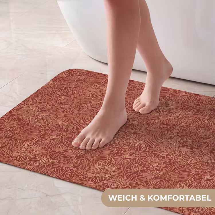 Bloemen - Motief - Rood Badmat middel 997 -USP_ZachtDE