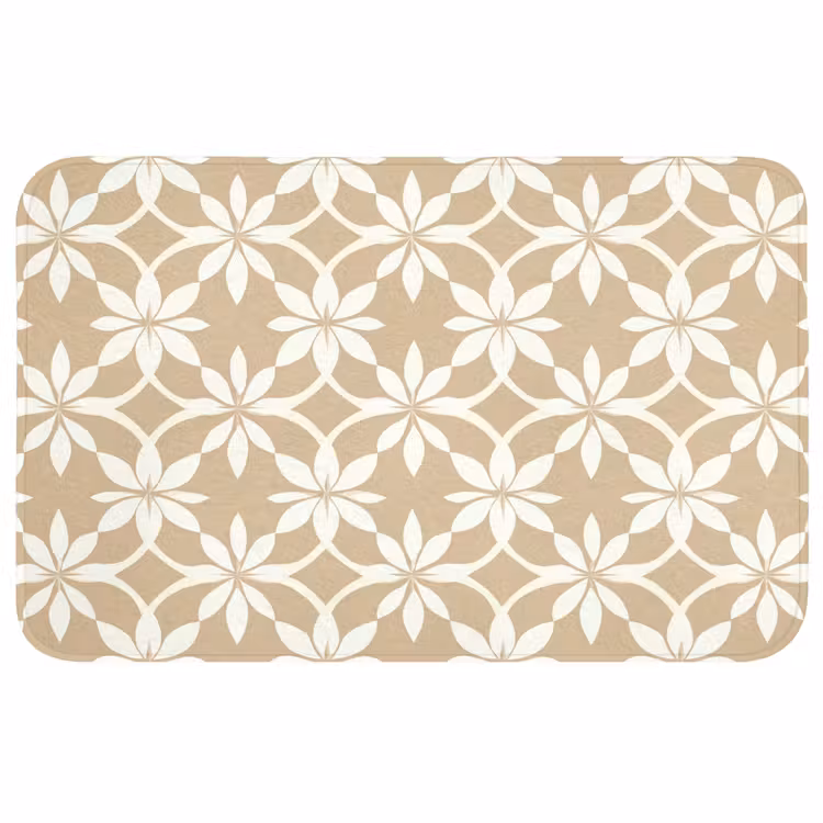 Bloemen - Patroon - Beige Badmat middel 997 -3d