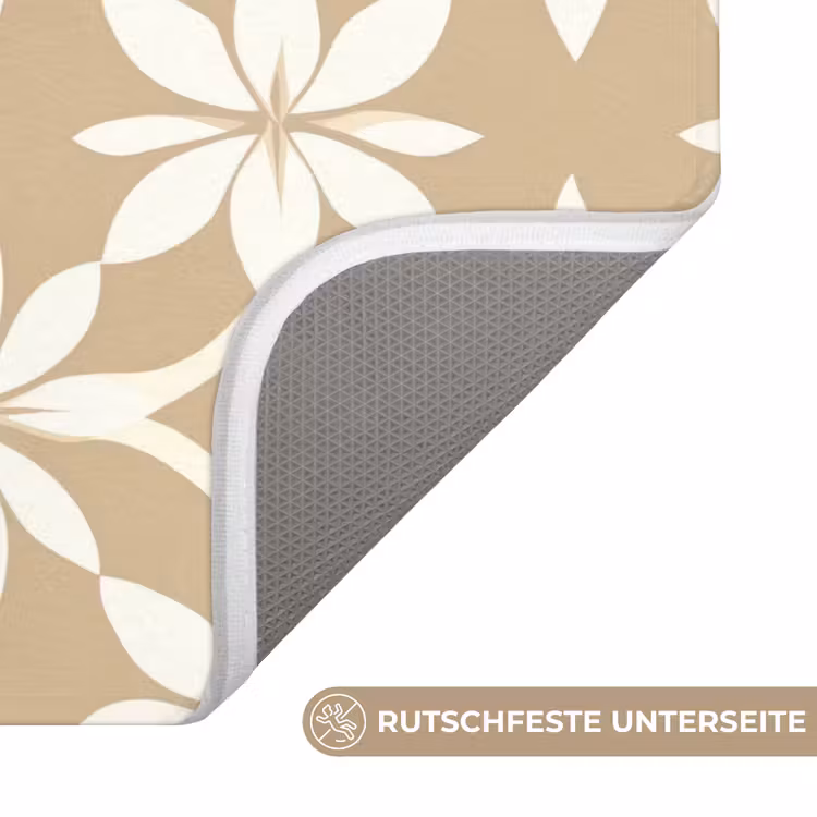 Bloemen - Patroon - Beige Badmat middel 997 -USP_AntislipDE