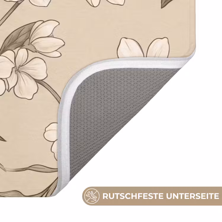 Bloemen - Patroon - Beige Badmat middel -USP_AntislipDE