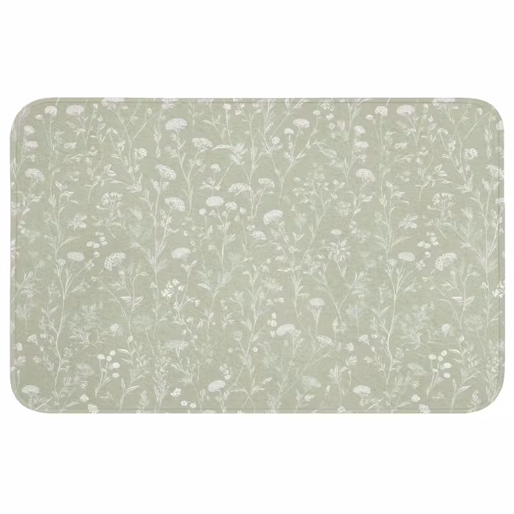 Bloemen - Patroon - Groen Badmat middel 997 -3d