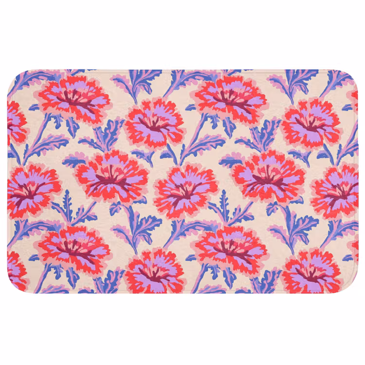 Bloemen - Patroon - Meerkleurig Badmat middel 997 -3d