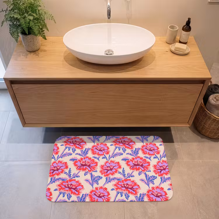 Bloemen - Patroon - Meerkleurig Badmat middel 997 -sfeer1
