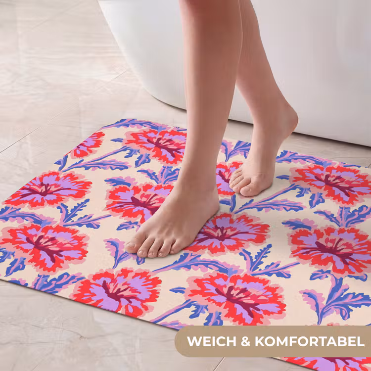 Bloemen - Patroon - Meerkleurig Badmat middel 997 -USP_ZachtDE