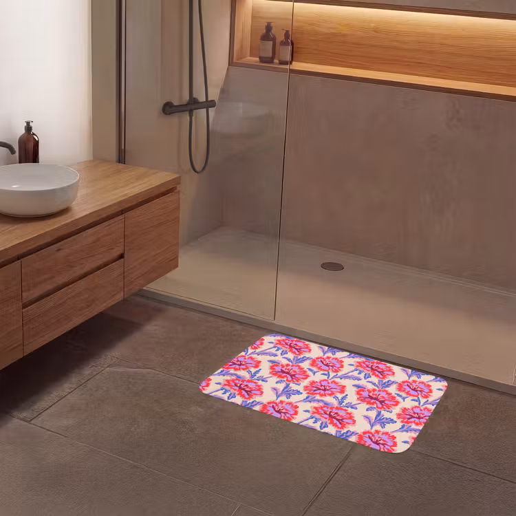 Bloemen - Patroon - Meerkleurig Badmat middel 997 -sfeer2