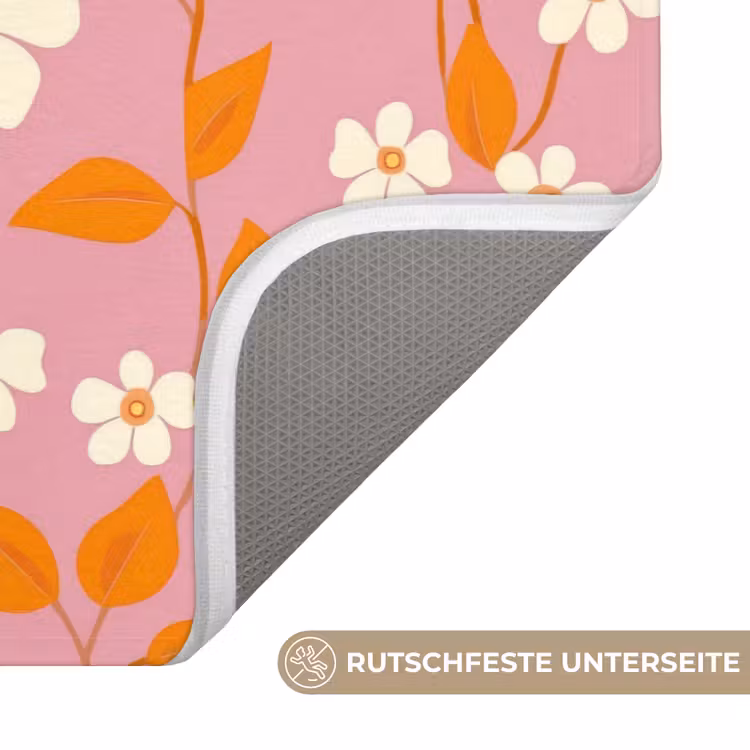 Bloemen - Patroon - Oranje Badmat middel 997 -USP_AntislipDE
