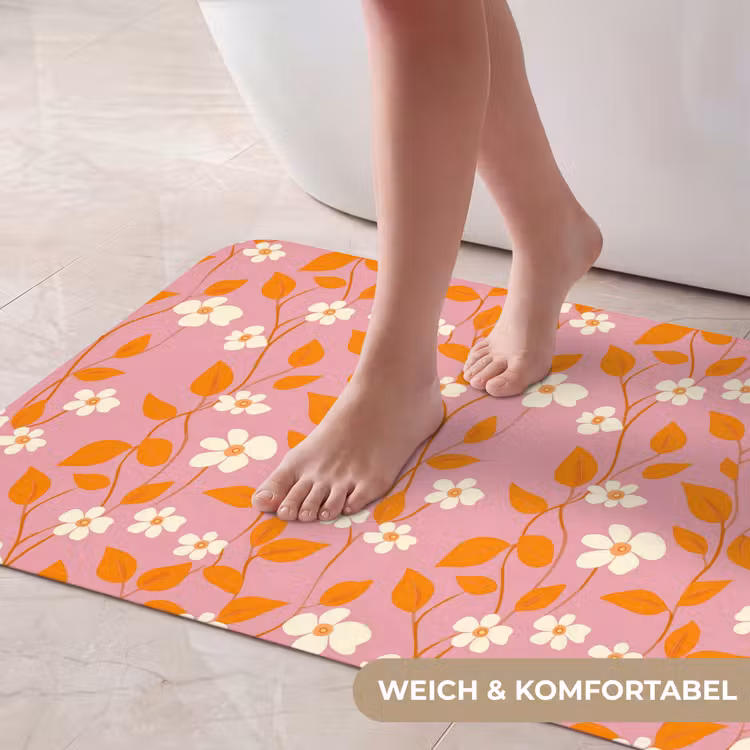 Bloemen - Patroon - Oranje Badmat middel 997 -USP_ZachtDE