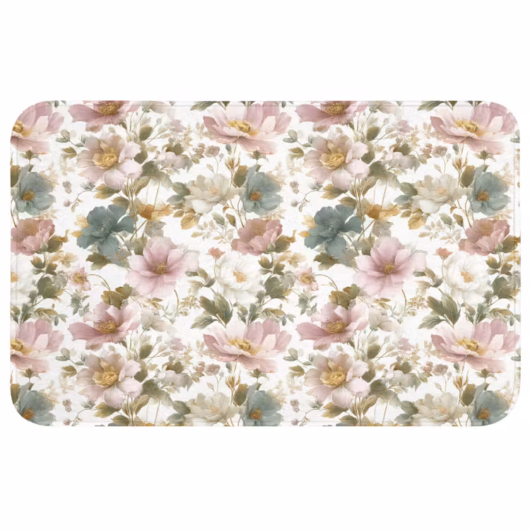 Bloemen - Patroon - Pastel Badmat middel 997 -3d