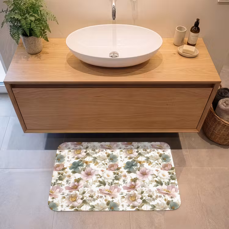 Bloemen - Patroon - Pastel Badmat middel 997 -sfeer1