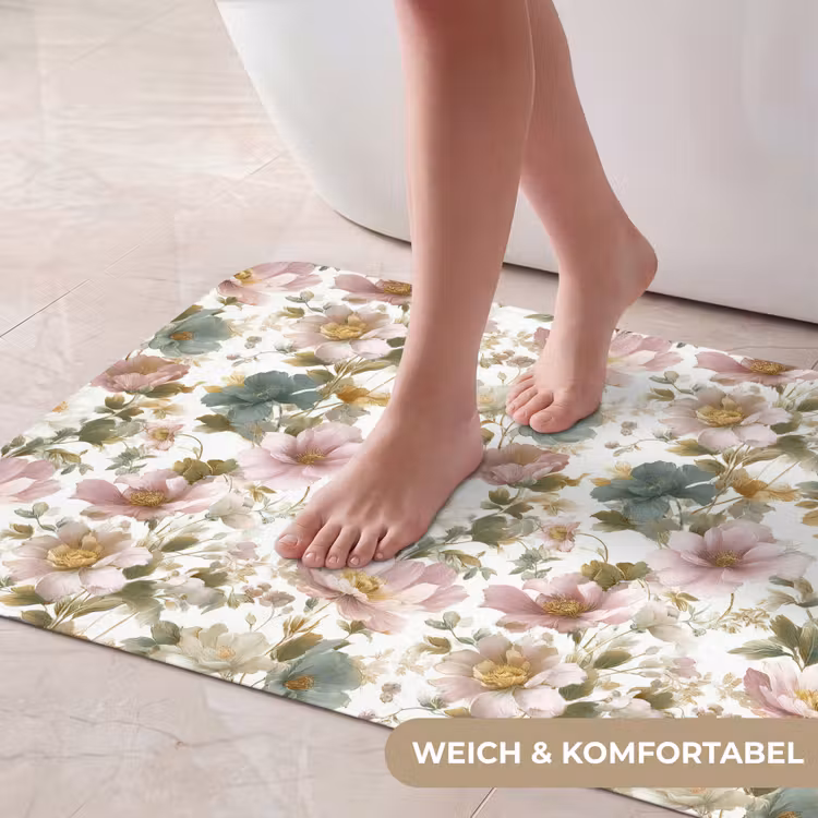 Bloemen - Patroon - Pastel Badmat middel 997 -USP_ZachtDE