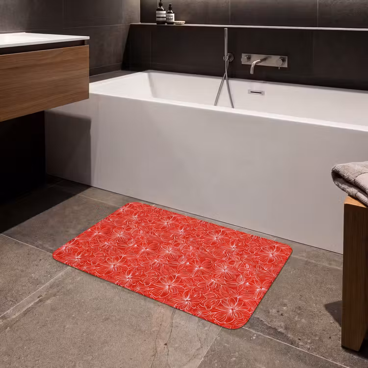 Bloemen - Patroon - Rood Badmat middel 997 -sfeer3