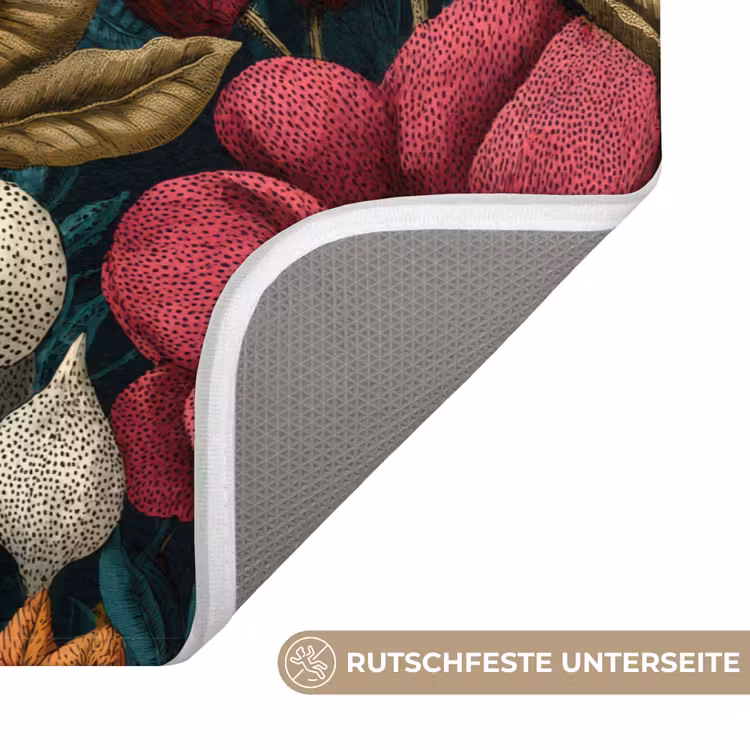 Bloemen - Patroon - Rood - Goud Badmat middel 997 -USP_AntislipDE