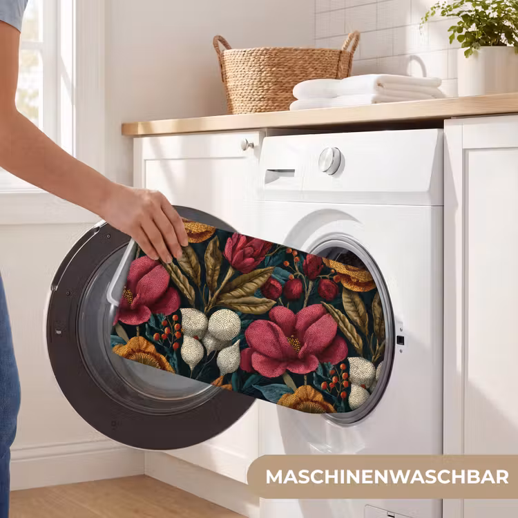 Bloemen - Patroon - Rood - Goud Badmat middel 997 -USP_WasbaarDE