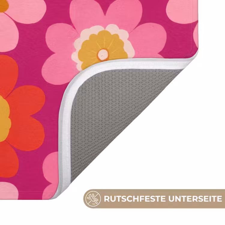 Bloemen - Retro - Kleurrijk Badmat middel 997 -USP_AntislipDE