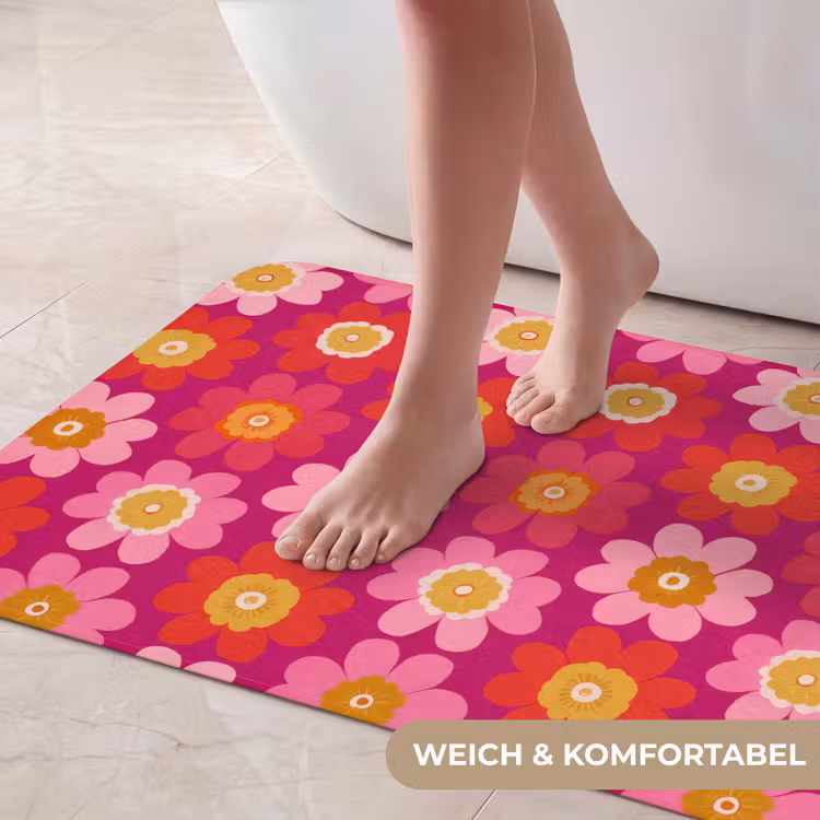 Bloemen - Retro - Kleurrijk Badmat middel 997 -USP_ZachtDE