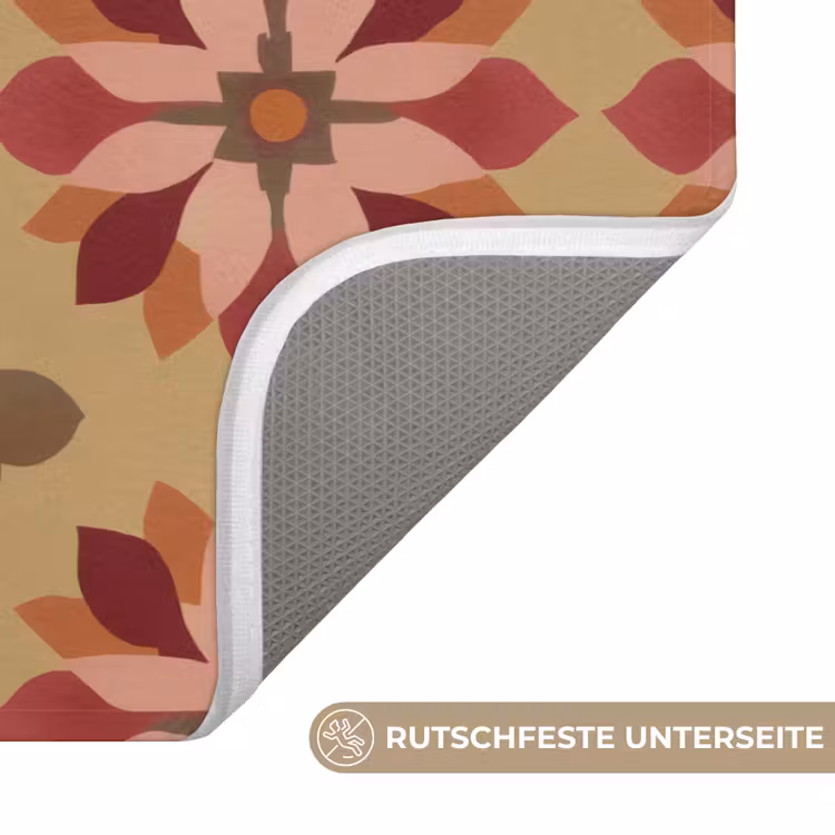 Bloemen - Retro - Groen Badmat middel 997 -USP_AntislipDE