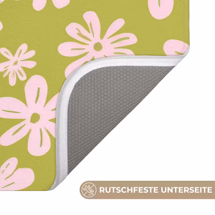 Bloemen - Roze - Getekend - Patroon Badmat middel -USP_AntislipDE