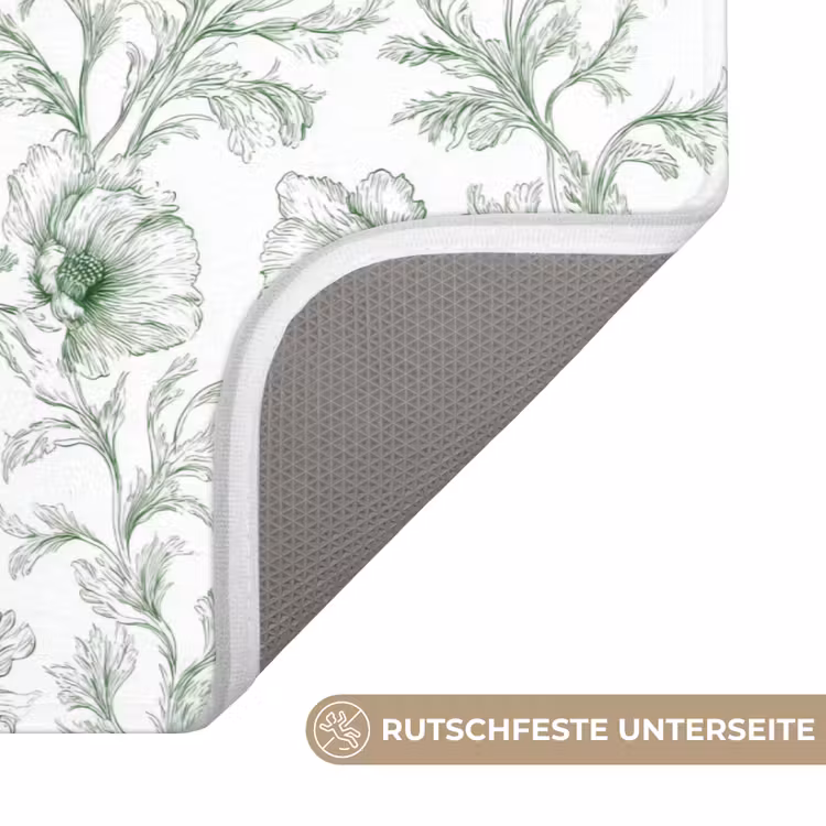 Bloemen - Getekend - Groen Badmat middel 997 -USP_AntislipDE
