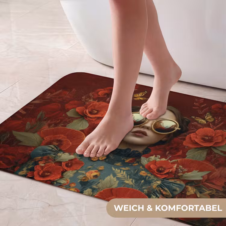 Bloemen - Dieprood - Zonnebril - Vrouw Badmat middel -USP_ZachtDE