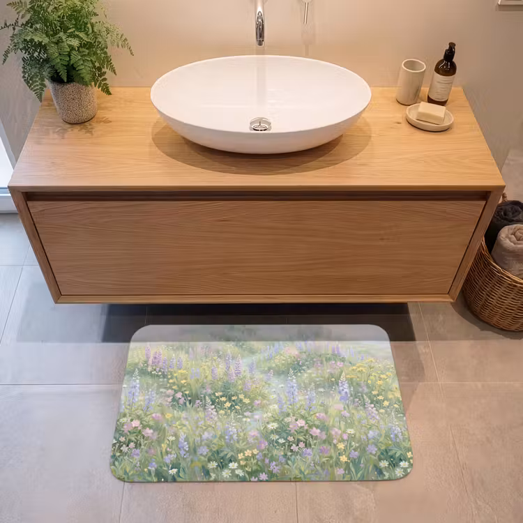 Bloemenveld - Heuvels - Kleurrijk Badmat middel -sfeer1