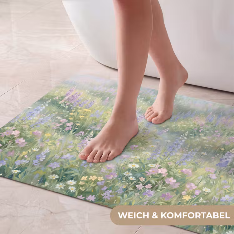 Bloemenveld - Heuvels - Kleurrijk Badmat middel -USP_ZachtDE