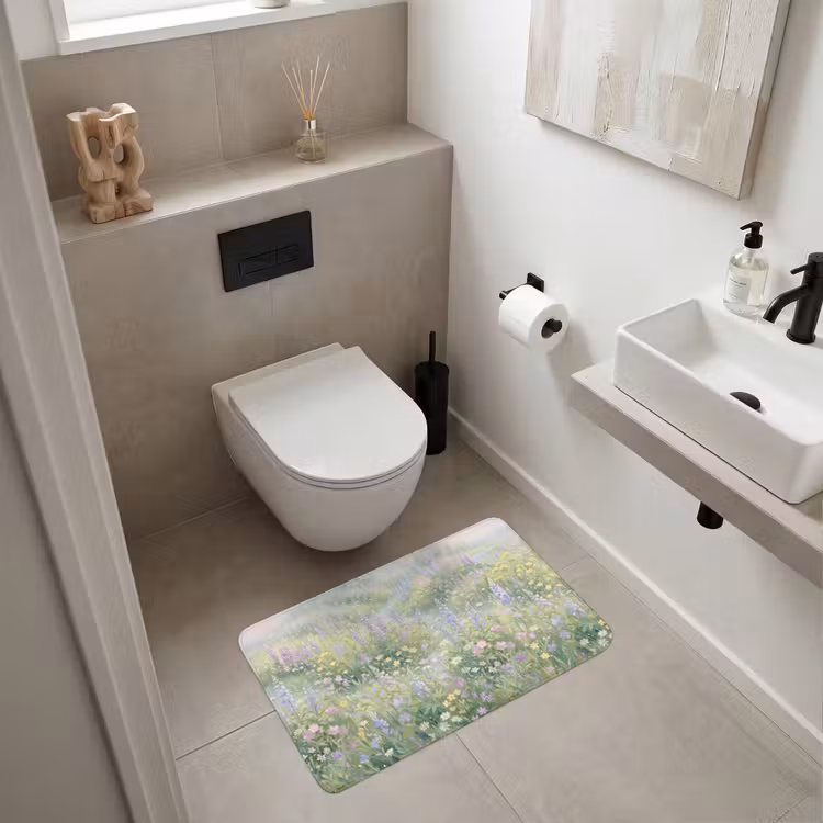 Bloemenveld - Heuvels - Kleurrijk Badmat middel -sfeer4