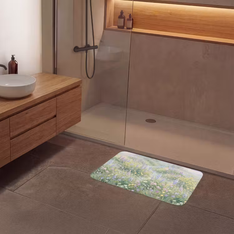 Bloemenveld - Heuvels - Kleurrijk Badmat middel -sfeer2