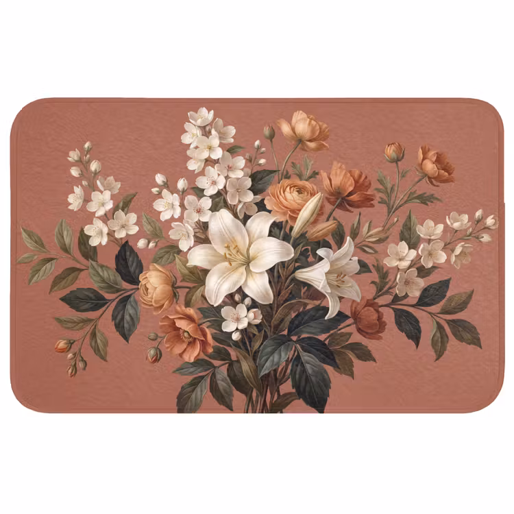 Boeket - Retro - Kleurrijk Badmat middel -3d