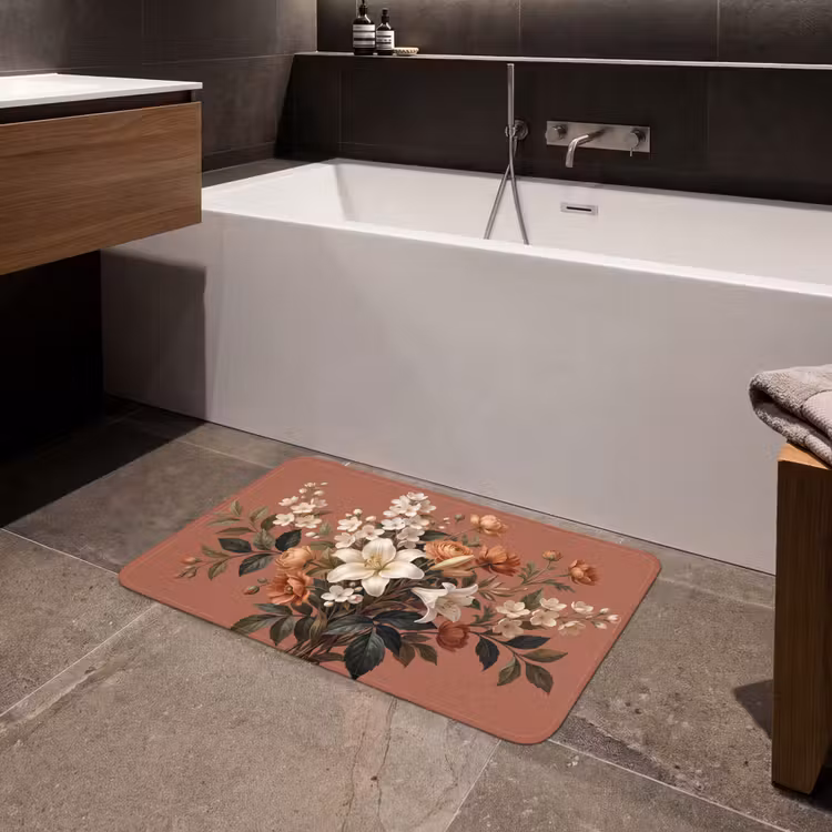 Boeket - Retro - Kleurrijk Badmat middel -sfeer3