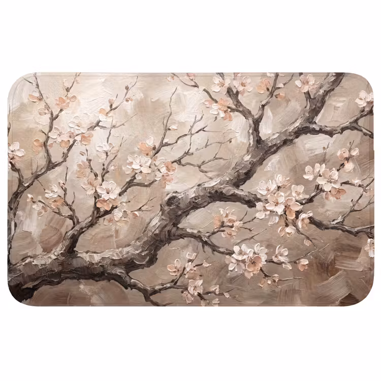 Bloesem - Takken - Schilderij - Beige - Serene Badmat middel -3d