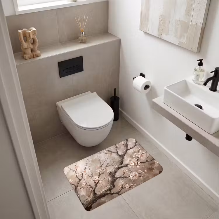 Bloesem - Takken - Schilderij - Beige - Serene Badmat middel -sfeer4