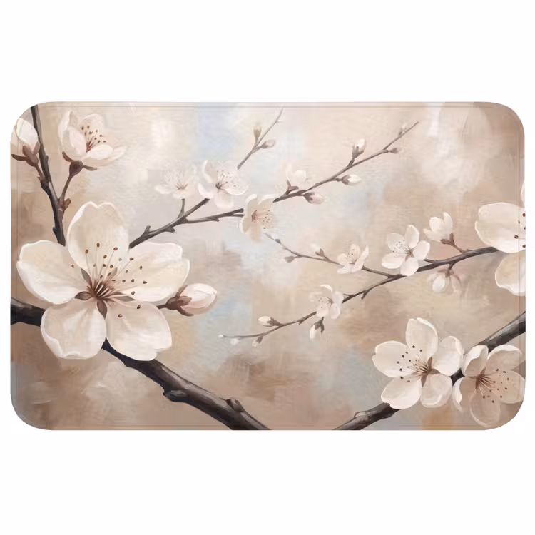 Bloesem - Takken - Schilderij - Beige - Serene Badmat middel -3d