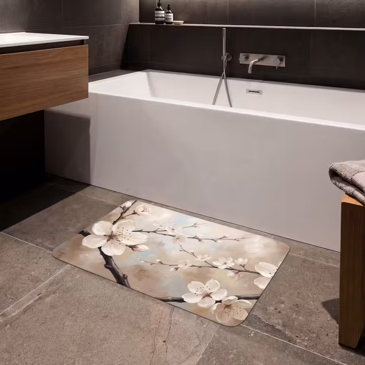 Bloesem - Takken - Schilderij - Beige - Serene Badmat middel -sfeer3