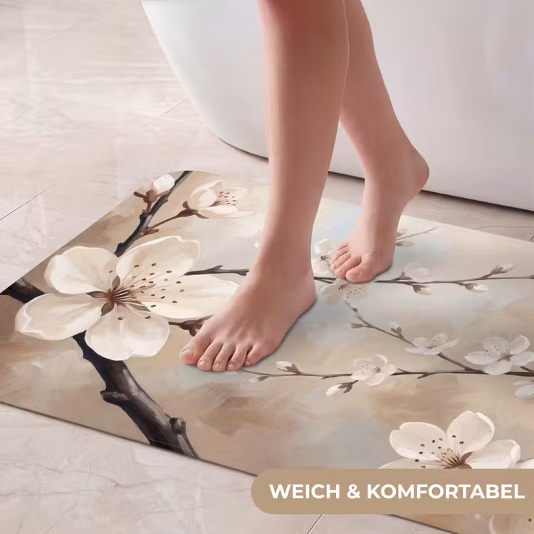 Bloesem - Takken - Schilderij - Beige - Serene Badmat middel -USP_ZachtDE