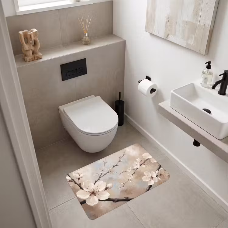 Bloesem - Takken - Schilderij - Beige - Serene Badmat middel -sfeer4