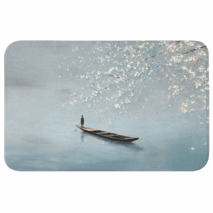 Bloesems - Minimalistisch - Wateroppervlak - Boot Badmat middel -3d