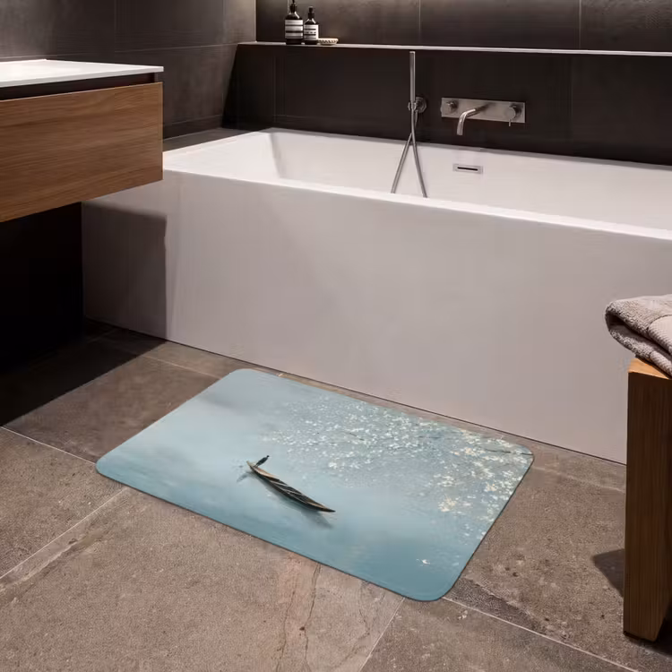 Bloesems - Minimalistisch - Wateroppervlak - Boot Badmat middel -sfeer3