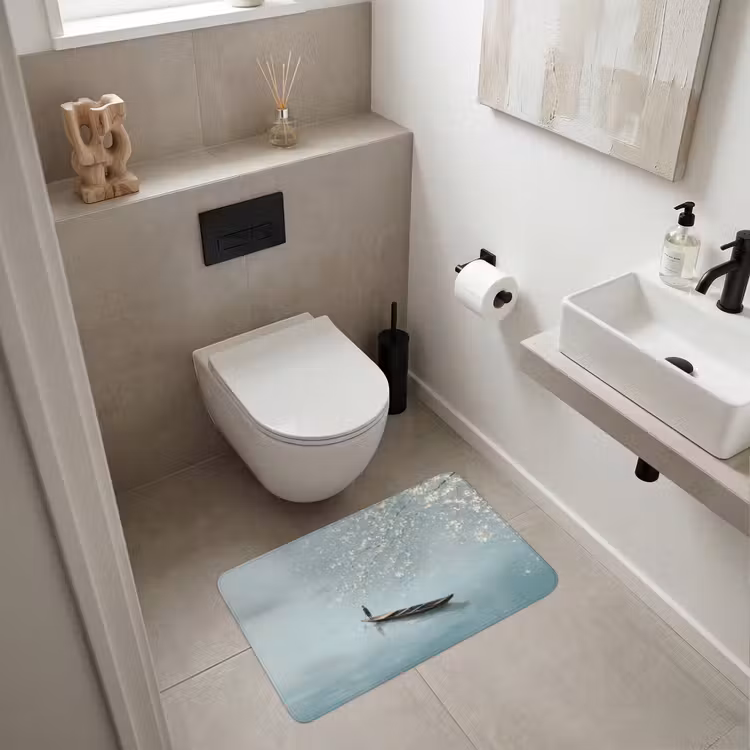 Bloesems - Minimalistisch - Wateroppervlak - Boot Badmat middel -sfeer4