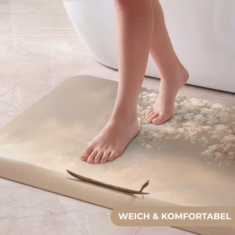 Bloesems - Wit - Boot - Minimalistisch Badmat middel -USP_ZachtDE