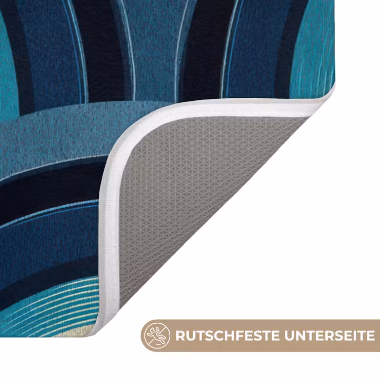 Bogen - Geometrisch - Patroon - Blauw - Retro Badmat middel 997 -USP_AntislipDE