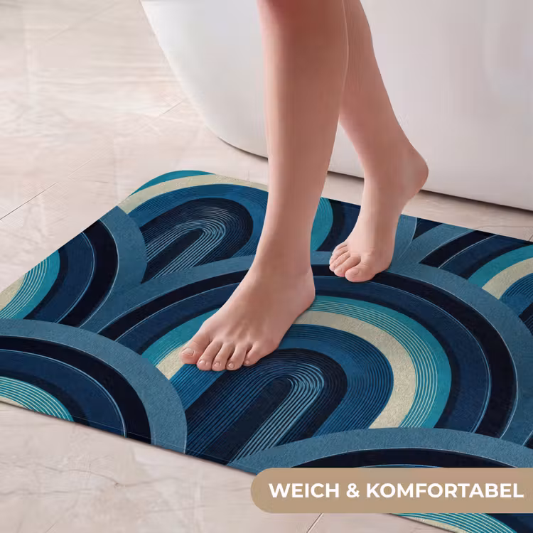 Bogen - Geometrisch - Patroon - Blauw - Retro Badmat middel 997 -USP_ZachtDE