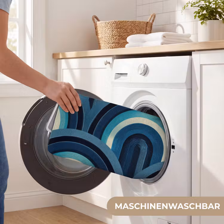 Bogen - Geometrisch - Patroon - Blauw - Retro Badmat middel 997 -USP_WasbaarDE