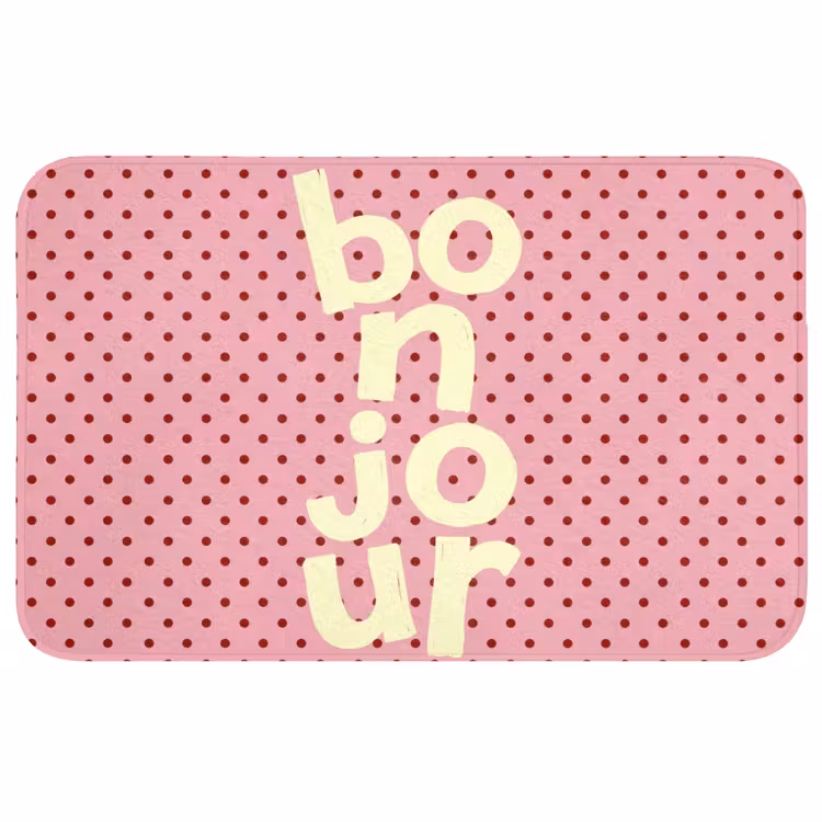 Bonjour - Stippen - Roze- Geel Badmat middel -3d
