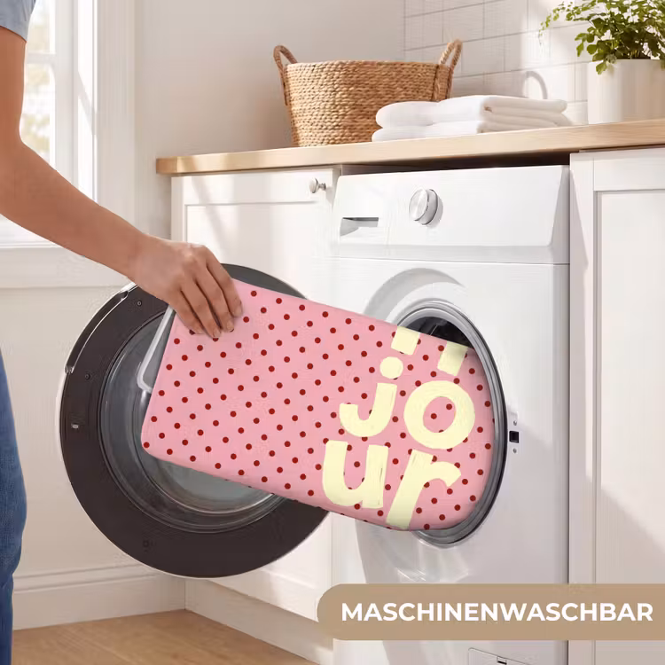 Bonjour - Stippen - Roze- Geel Badmat middel -USP_WasbaarDE