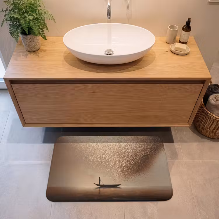 Bootje - Blaadjes - Goud - Water Badmat middel -sfeer1