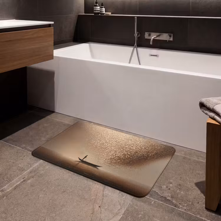 Bootje - Blaadjes - Goud - Water Badmat middel -sfeer3